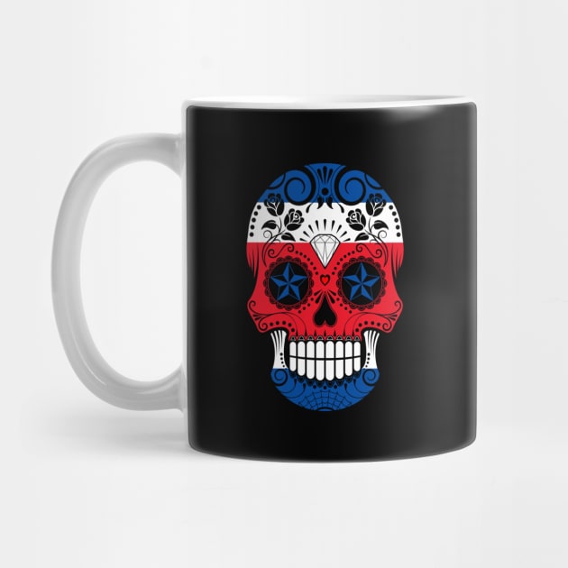 Costa Rican Flag Sugar Skull with Roses by jeffbartels